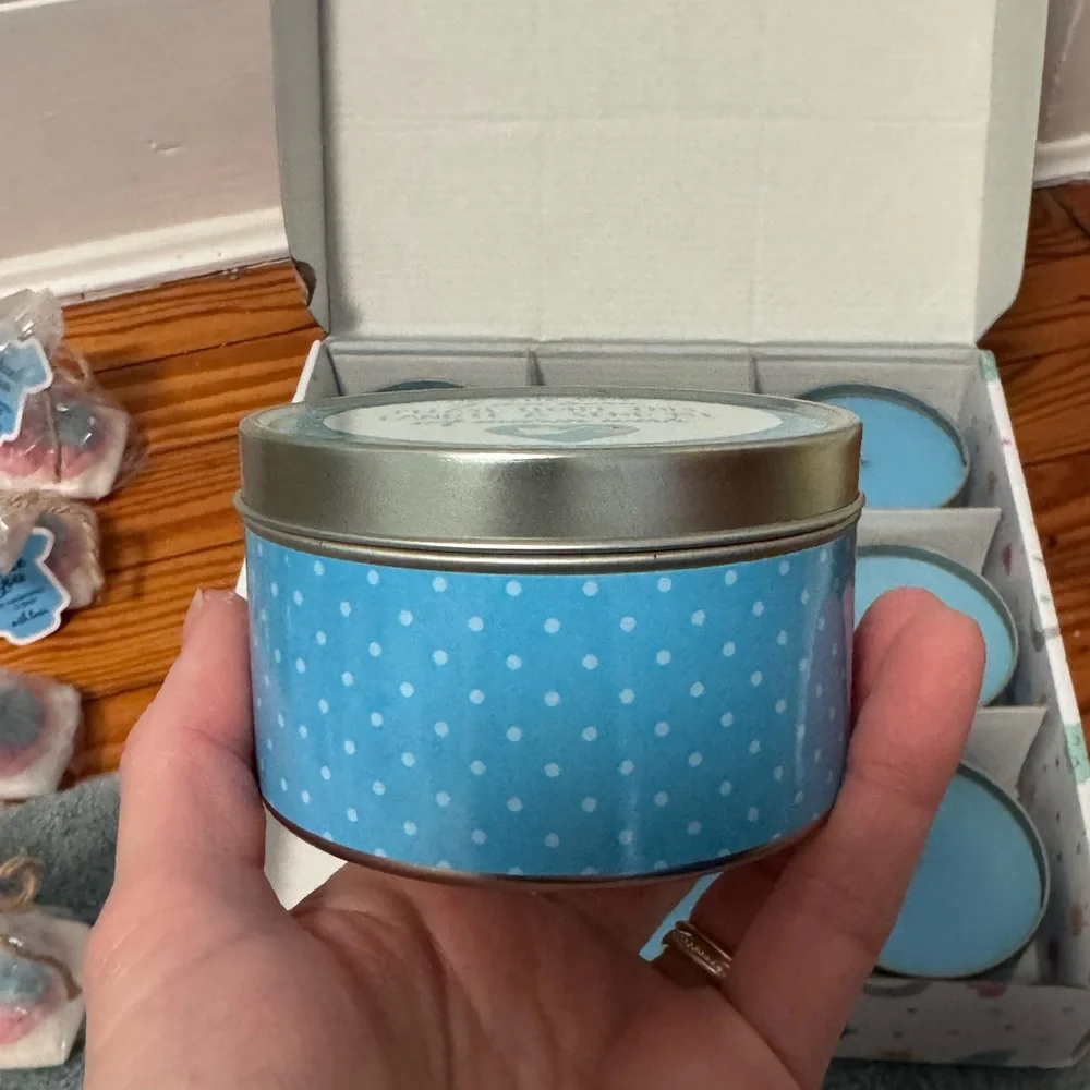 Baby shower favors candles and soaps